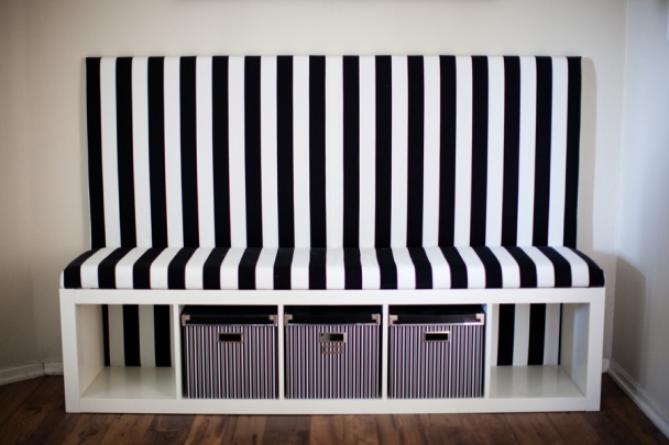 Striped DIY Banquette- Ikea Hack