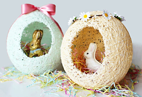Sugar String Easter Egg Baskets - sugar water and string!