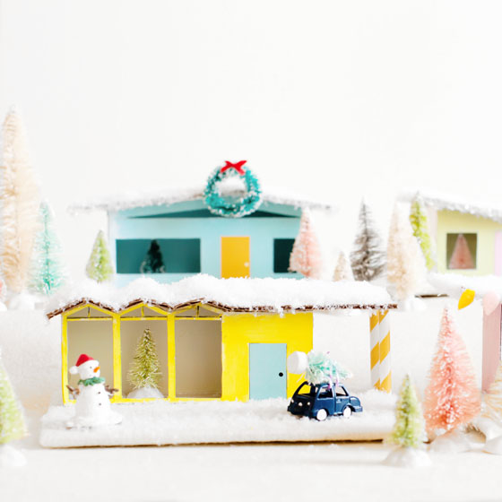 DIY Christmas Village Mid-Century Putz Houses