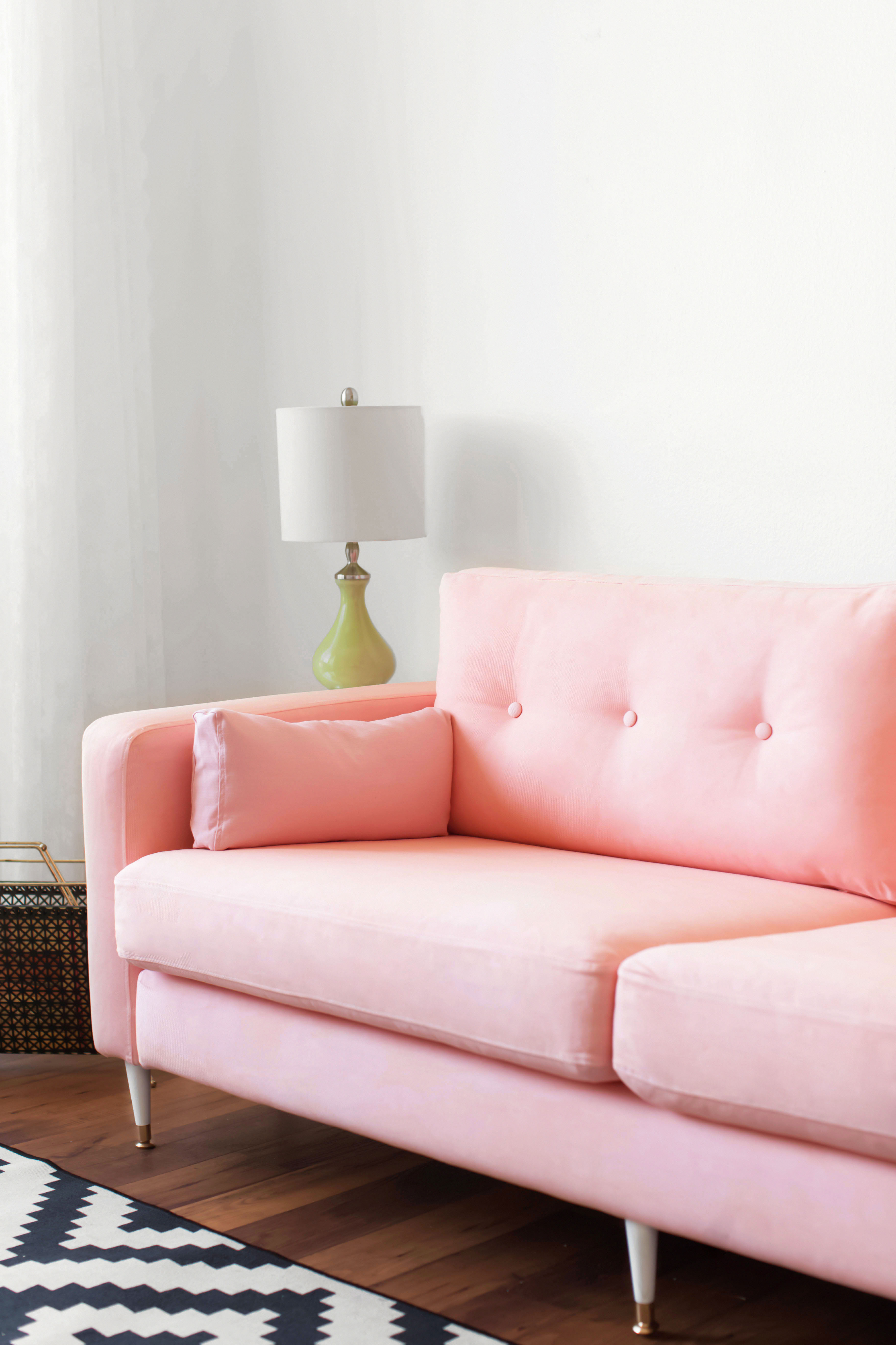 KARLSTAD SOFA IKEA HACK: Mid-Century Inspired Pink Sofa