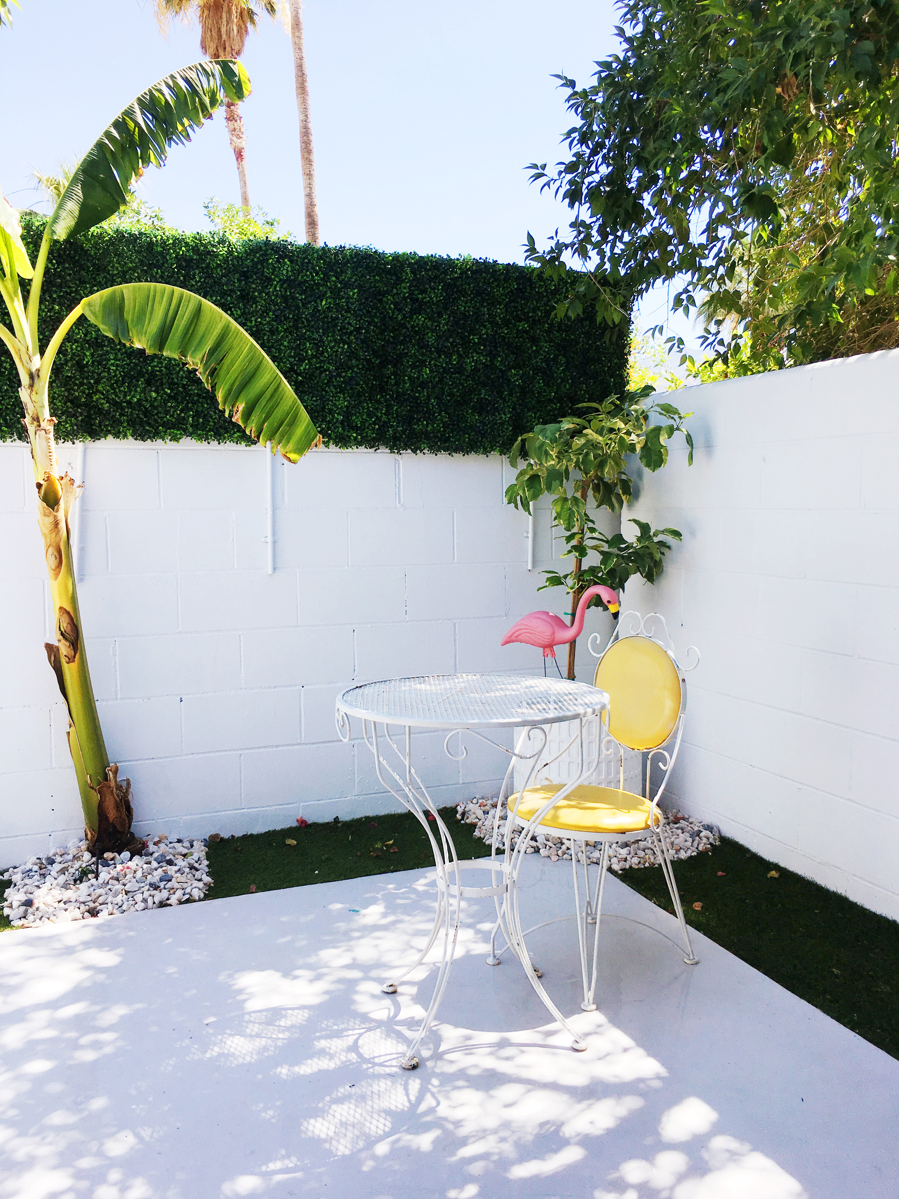 Faux Boxwood Hedge DIY Patio Makeover