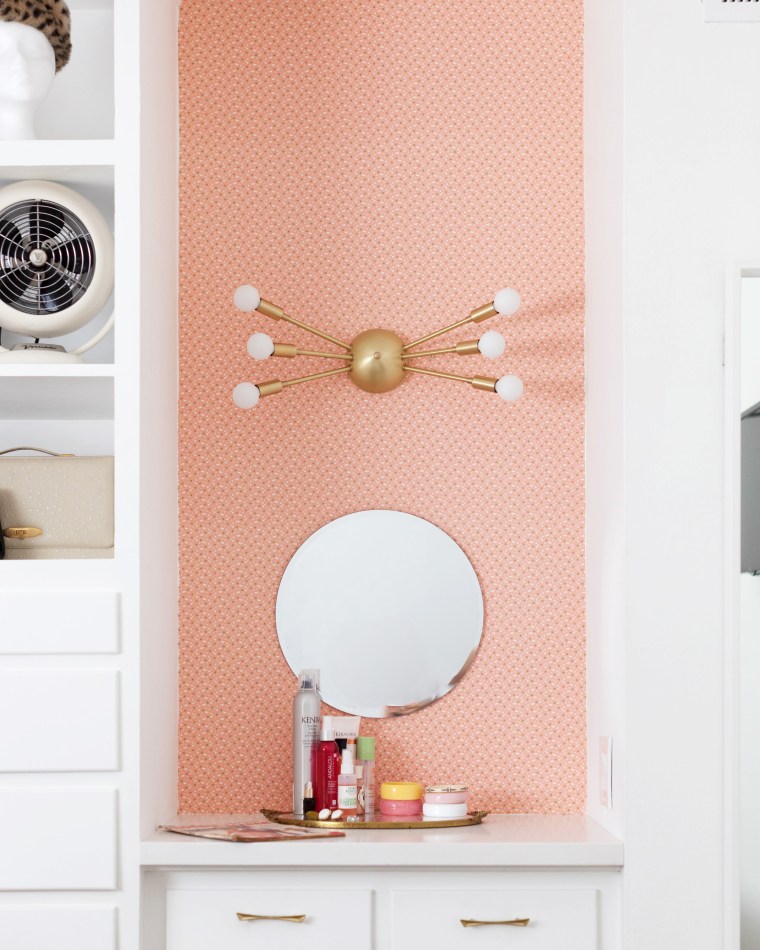 Vintage vanity with sputnik light from Lucent Light Shop