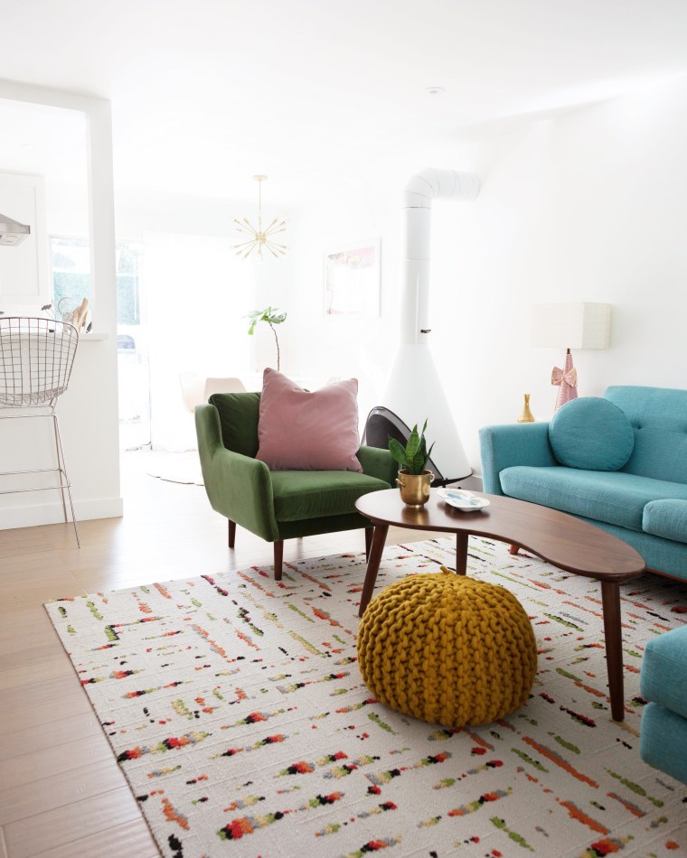 Article Matrix Chair and Lucca Pillow in Grass Green and Blush Pink