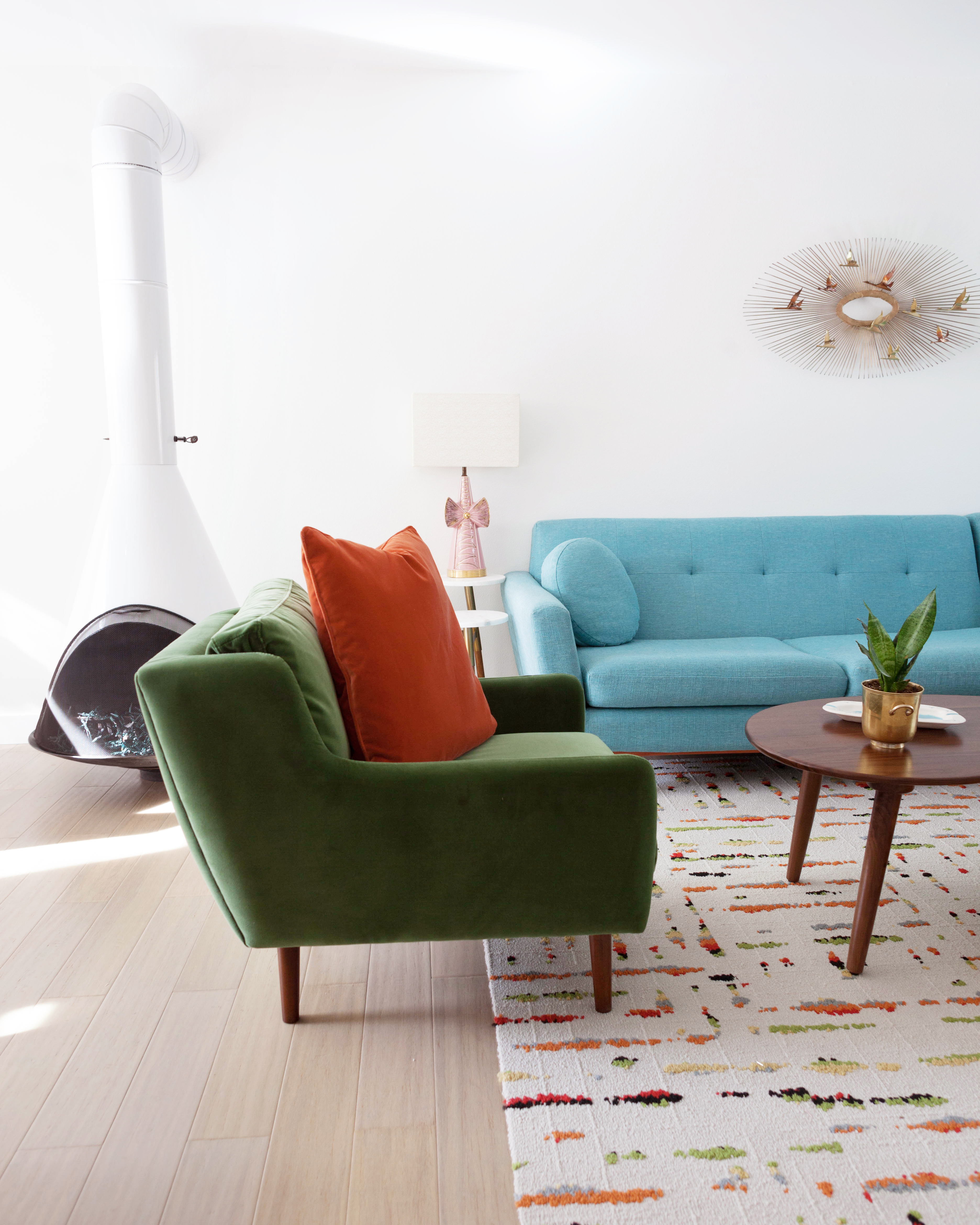 Article Matrix Chair in Grass Green with Persimmon Orange Pillow