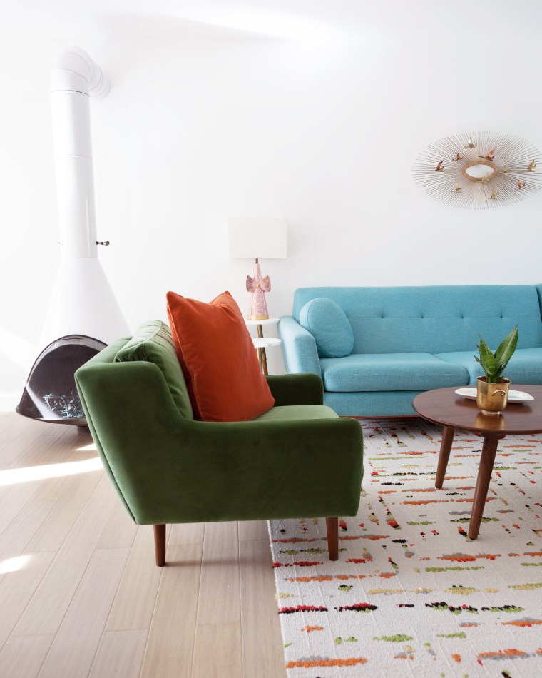 Article Matrix Chair in Grass Green with Persimmon Orange Pillow