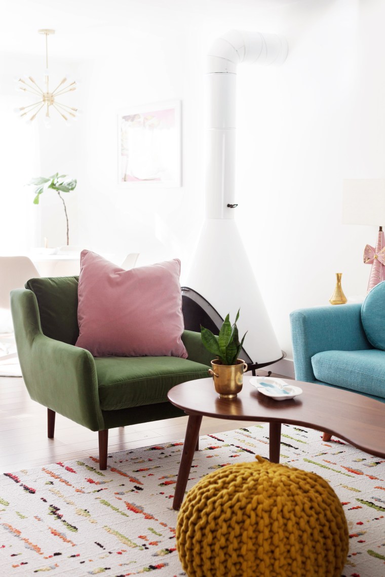 Article Matrix Chair in Grass Green with Pink Blush Lucca Pillow