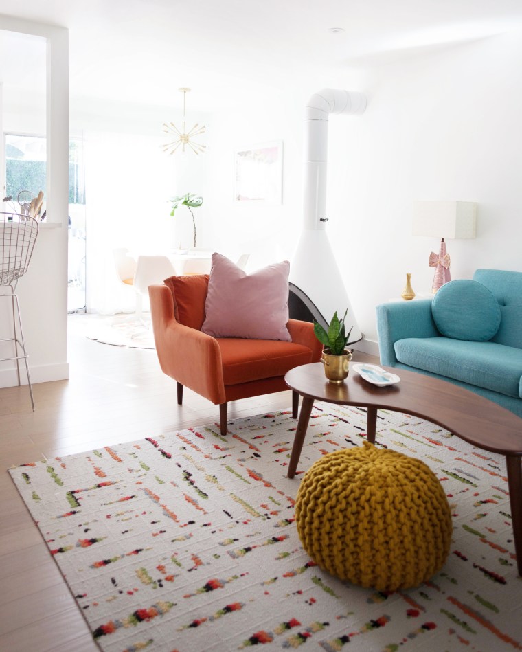 Article Matrix Chair in Persimmon Orange with Pink Lucca Pillow