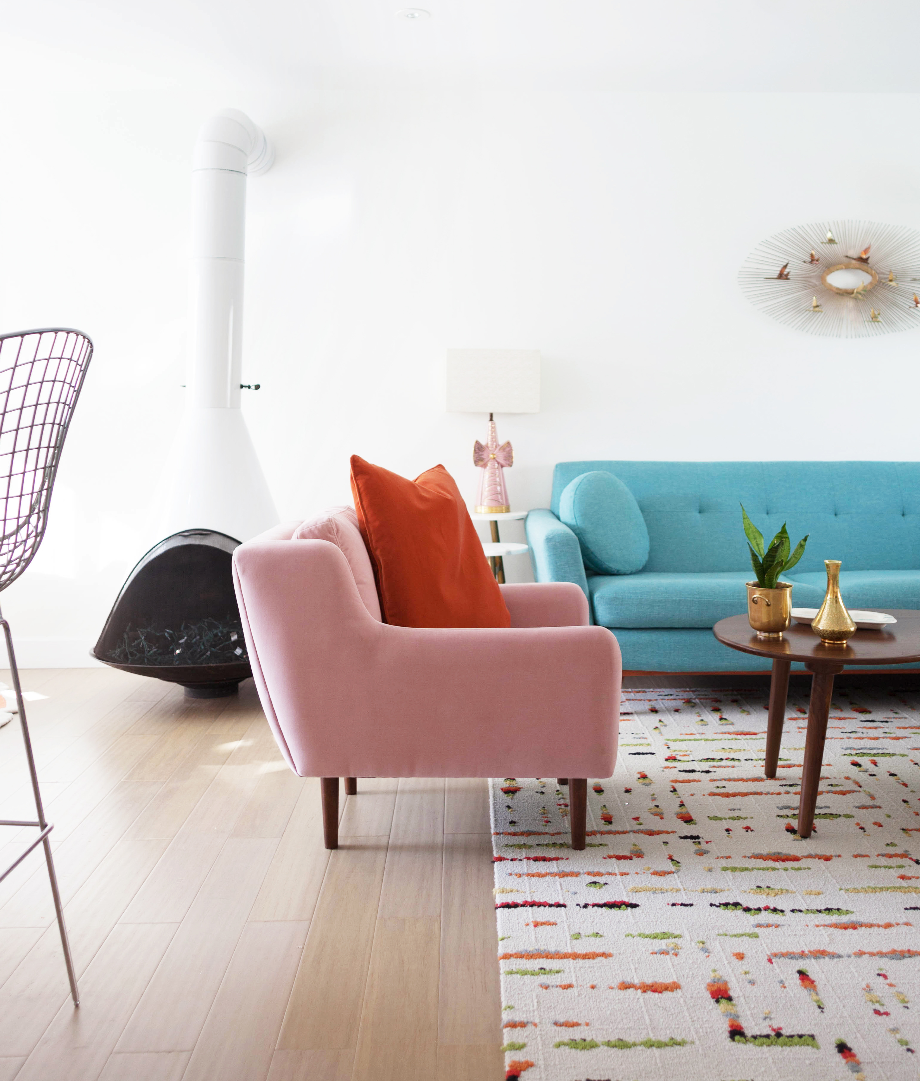 Blush Pink and Orange combo. Matrix Chair from Article