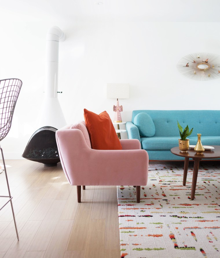 Blush Pink and Orange combo. Matrix Chair from Article