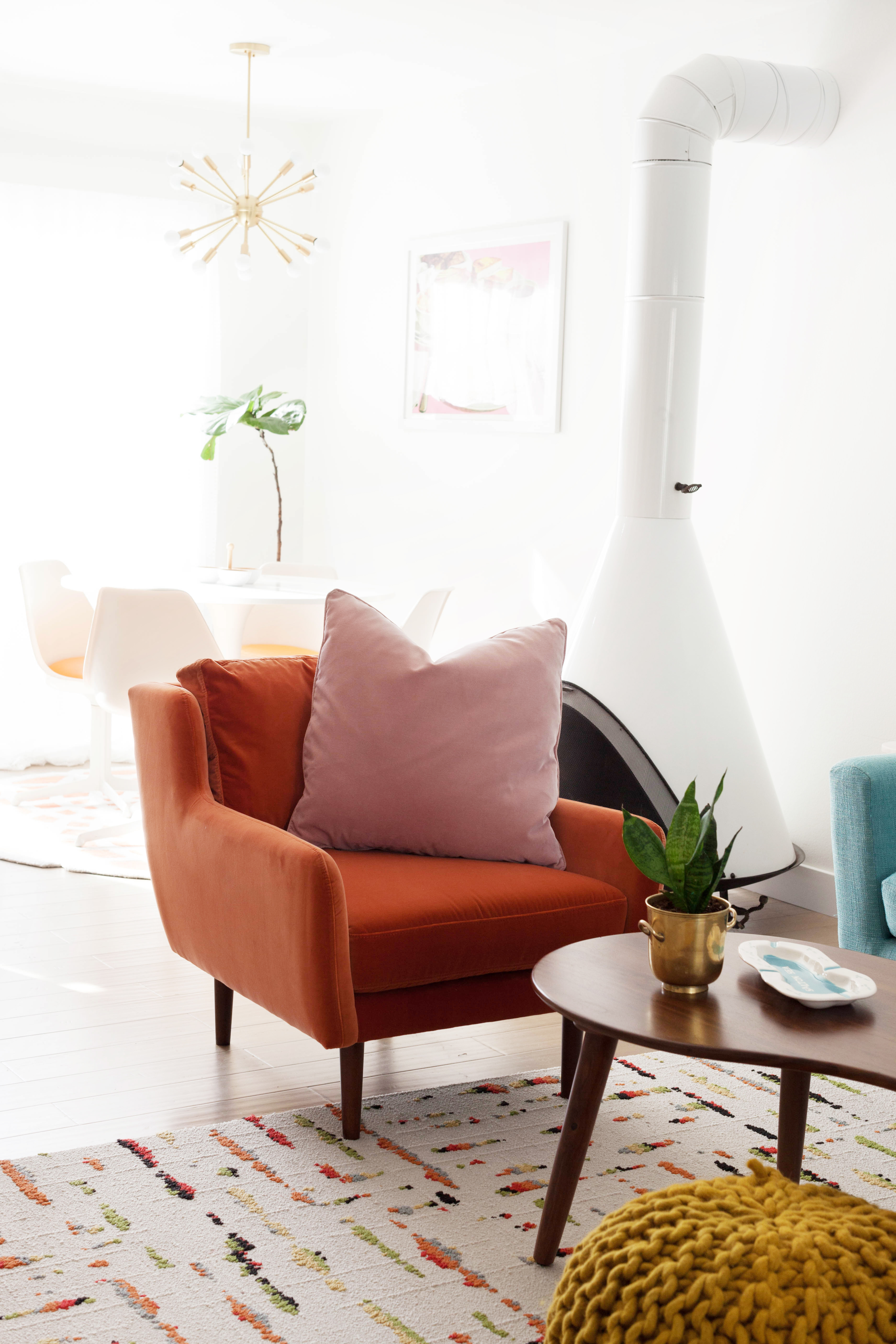 Orange and Pink combo. Matrix Chair and pillow from Article