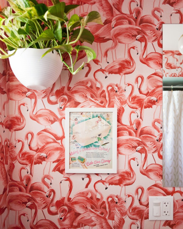 Vintage Inspired Flamingo Bathroom