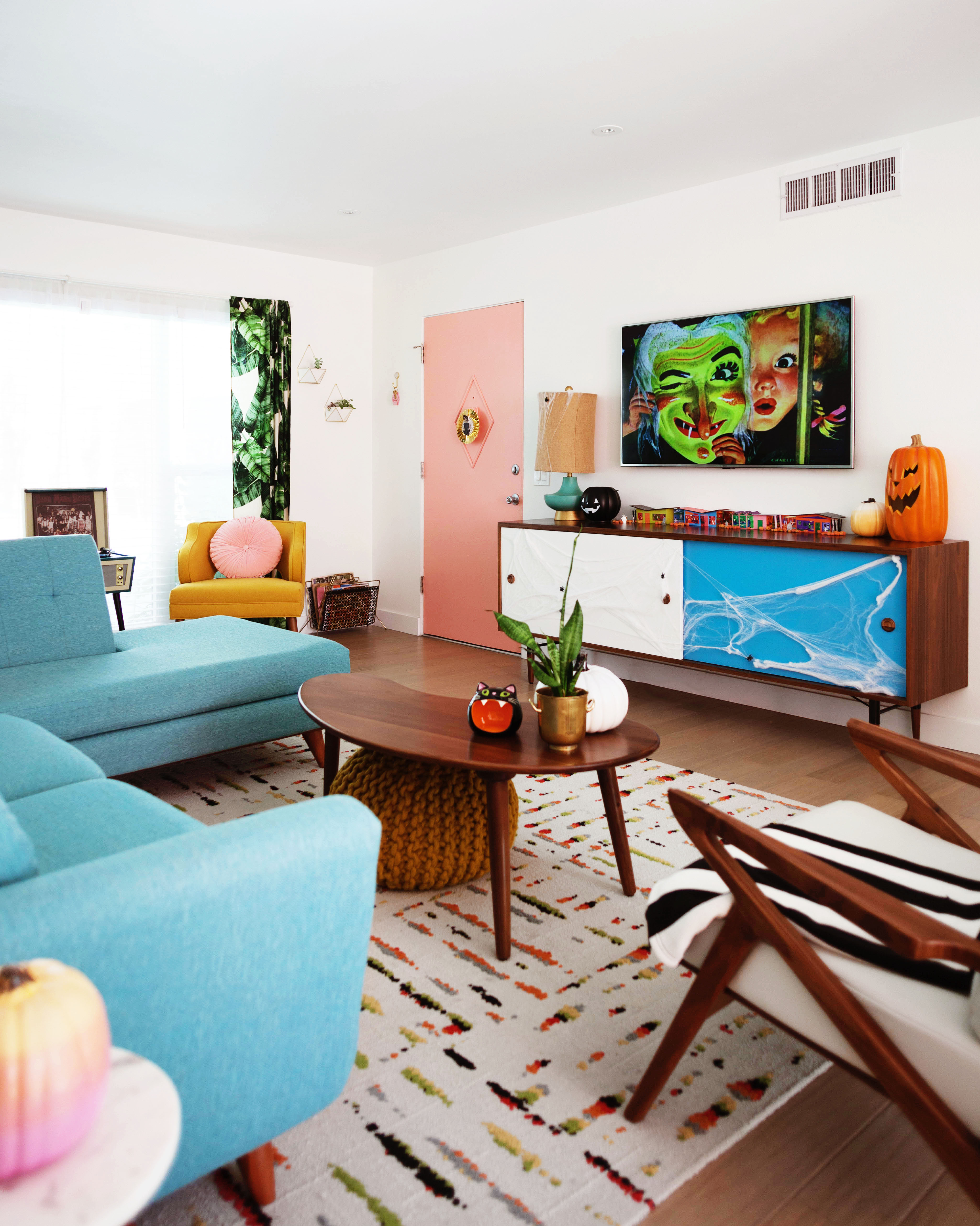 Mid-century home halloween decor